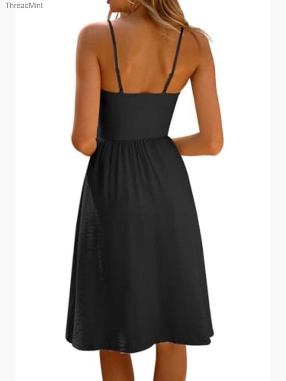 Women's Sleeveless Spaghetti Strap A-Line Midi Sundress - Picture 6 of 7